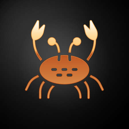 Gold Crab icon isolated on black background. Vectorのイラスト素材