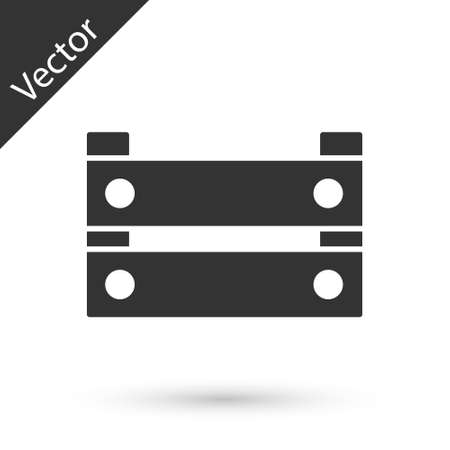 Grey Wooden box icon isolated on white background. Grocery basket, storehouse crate. Empty wooden container for vegetables, products. Vectorのイラスト素材