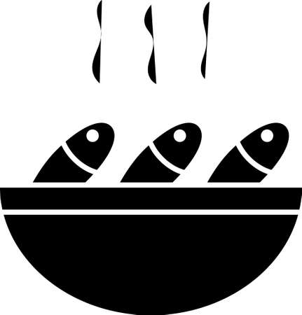 Black Fish soup icon isolated on white background. Vector.のイラスト素材