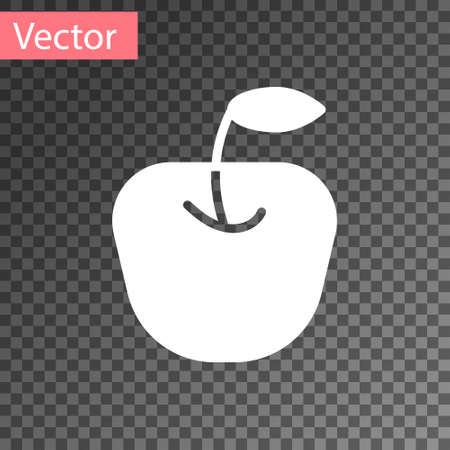 White Apple icon isolated on transparent background. Fruit with leaf symbol. Vectorのイラスト素材