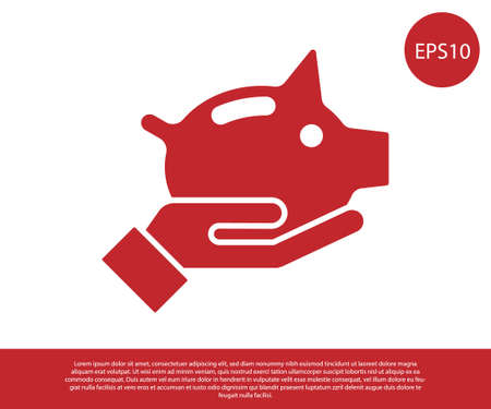 Red Piggy bank icon isolated on white background. Icon saving or accumulation of money, investment. Vector.のイラスト素材