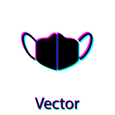 Black Medical protective mask icon isolated on white background. Vector.のイラスト素材