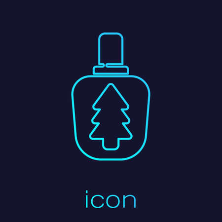 Turquoise line Canteen water bottle icon isolated on blue background. Tourist flask icon. Jar of water use in the campaign. Vector Illustrationのイラスト素材