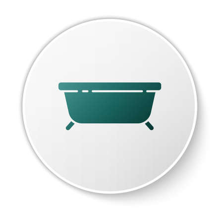 Green Bathtub icon isolated on white background. White circle button. Vector Illustration.のイラスト素材