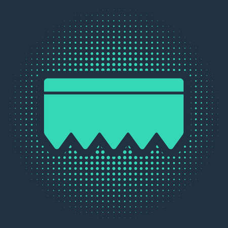 Green Sponge with bubbles icon isolated on blue background. Wisp of bast for washing dishes.のイラスト素材