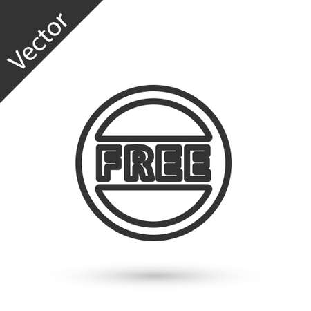Gray line Price tag with an inscription Free icon isolated on white background. Badge for price. Promo tag discount. Vector Illustrationのイラスト素材