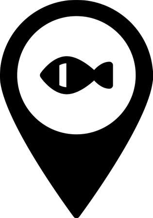 Black Location fishing icon isolated on white background. Fishing place. Vectorのイラスト素材