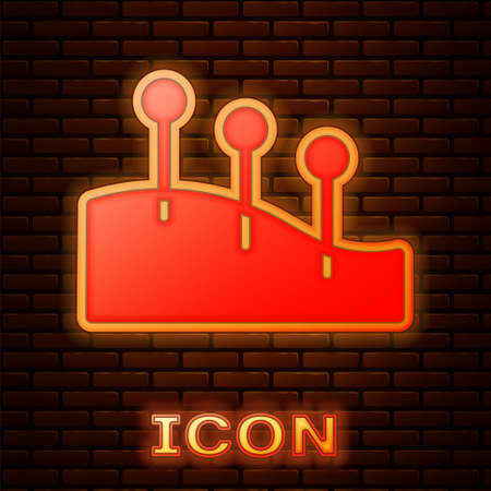 Glowing neon Acupuncture therapy icon isolated on brick wall background. Chinese medicine. Holistic pain management treatments. Vectorのイラスト素材