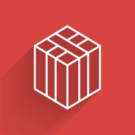 White line Bale of hay icon isolated with long shadow. Vectorのイラスト素材