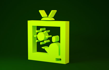 Yellow Weather forecast icon isolated on green background. Minimalism concept. 3d illustration 3D...