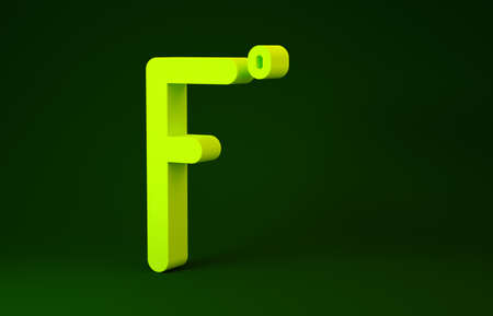 Yellow Fahrenheit icon isolated on green background. Minimalism concept. 3d illustration 3D renderの写真素材