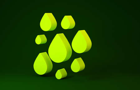 Yellow Water drop icon isolated on green background. Minimalism concept. 3d illustration 3D renderの写真素材