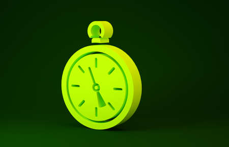 Yellow Compass icon isolated on green background. Windrose navigation symbol. Wind rose sign. Minimalism concept. 3d illustration 3D renderの写真素材