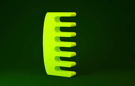 Yellow Hairbrush icon isolated on green background. Comb hair sign. Barber symbol. Minimalism...