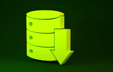 Yellow Server, Data, Web Hosting icon isolated on green background. Minimalism concept. 3d illustration 3D renderの写真素材