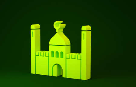 Yellow Muslim Mosque icon isolated on green background. Minimalism concept. 3d illustration 3D renderの写真素材