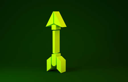 Yellow Hipster arrow icon isolated on green background. Minimalism concept. 3d illustration 3D renderの写真素材