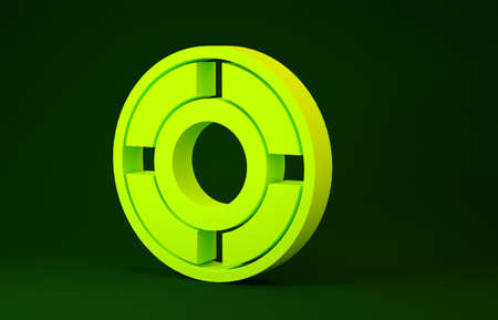 Yellow Ashtray icon isolated on green background. Minimalism concept. 3d illustration 3D renderの写真素材