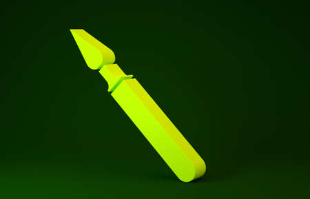 Yellow Medical surgery scalpel tool icon isolated on green background. Medical instrument. Minimalism concept. 3d illustration 3D renderの写真素材