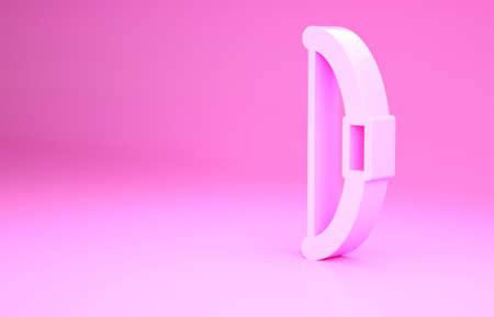 Pink Bow icon isolated on pink background. Minimalism concept. 3d illustration 3D renderの写真素材