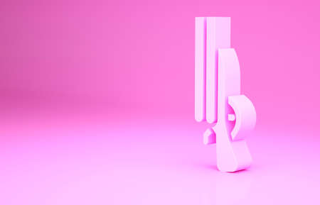 Pink Shotgun icon isolated on pink background. Hunting gun. Minimalism concept. 3d illustration 3D renderの写真素材