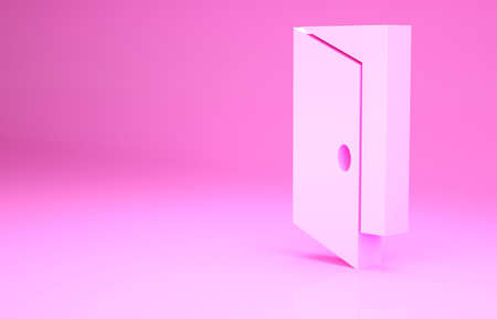 Pink Closed door icon isolated on pink background. Minimalism concept. 3d illustration 3D renderの写真素材