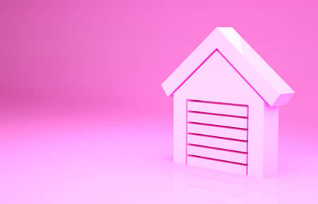 Pink Garage icon isolated on pink background. Minimalism concept. 3d illustration 3D renderの写真素材