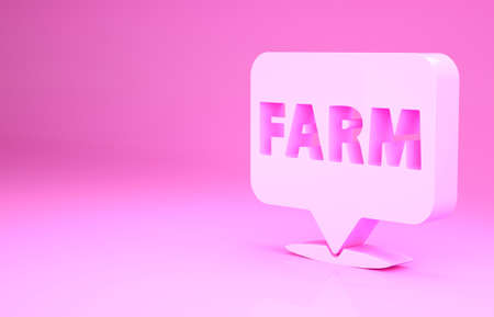 Pink Location farm icon isolated on pink background. Minimalism concept. 3d illustration 3D renderの写真素材