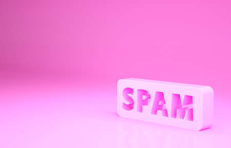 Pink Spam icon isolated on pink background. Minimalism concept. 3d illustration 3D renderの写真素材