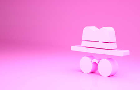 Pink Incognito mode icon isolated on pink background. Minimalism concept. 3d illustration 3D renderの写真素材