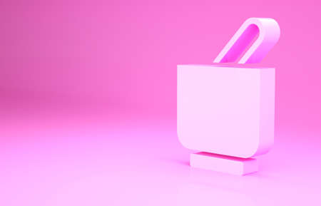 Pink Mortar and pestle icon isolated on pink background. Minimalism concept. 3d illustration 3D renderの写真素材