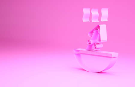 Pink Soup with octopus icon isolated on pink background. Minimalism concept. 3d illustration 3D renderの写真素材