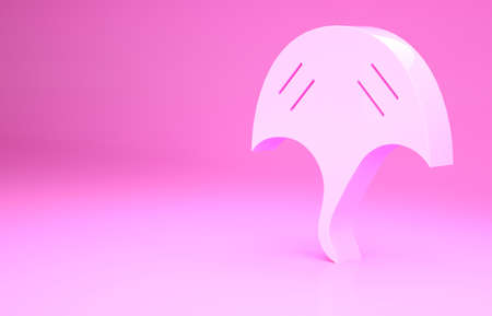 Pink Stingray icon isolated on pink background. Minimalism concept. 3d illustration 3D renderの写真素材