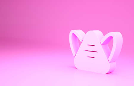 Pink Medical protective mask icon isolated on pink background. Minimalism concept. 3d illustration 3D renderの写真素材