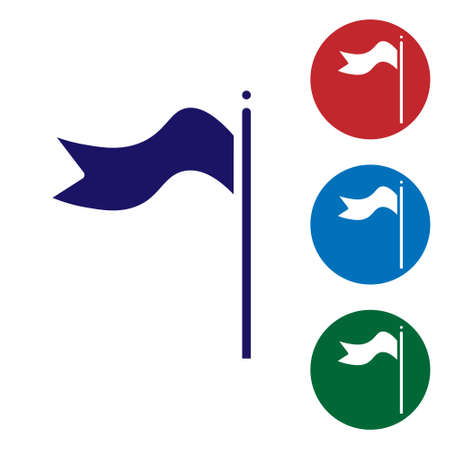 Blue Meteorology windsock wind vane icon isolated on white background. Windsock indicate the direction and strength of the wind. Set icons in color square buttons. Vector Illustrationのイラスト素材