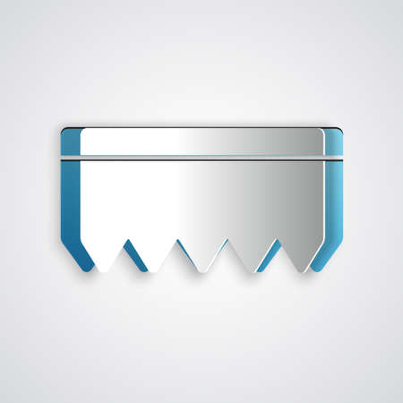 Paper cut Sponge with bubbles icon isolated on grey background. Wisp of bast for washing dishes.のイラスト素材