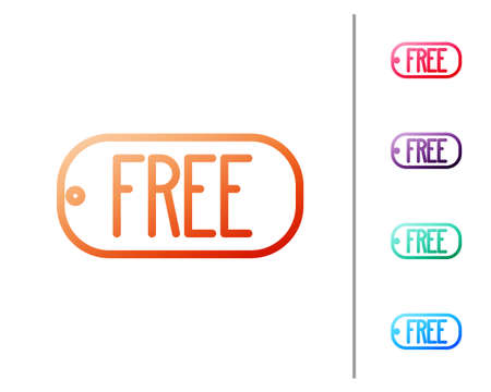Red line Price tag with an inscription Free icon isolated on white background. Badge for price. Promo tag discount. Set color icons. Vector Illustrationのイラスト素材
