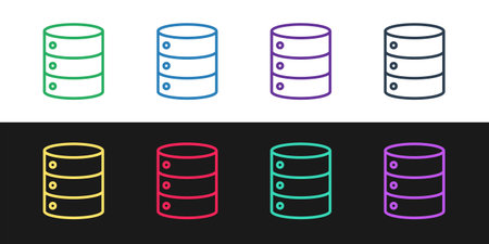Set line Server, Data, Web Hosting icon isolated on black and white background. Vector Illustration