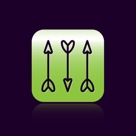 Black line Hipster arrows icon isolated on black background. Green square button. Vectorのイラスト素材