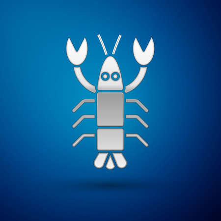 Silver Lobster icon isolated on blue background. Vector.のイラスト素材