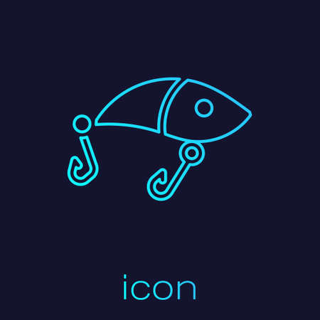 Turquoise line Fishing lure icon isolated on blue background. Fishing tackle. Vectorのイラスト素材