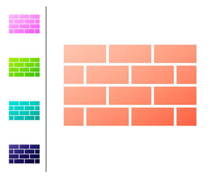 Coral Firewall, security wall icon isolated on white background. Set color icons. Vectorのイラスト素材