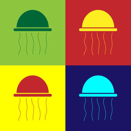 Pop art Jellyfish icon isolated on color background. Vector.のイラスト素材