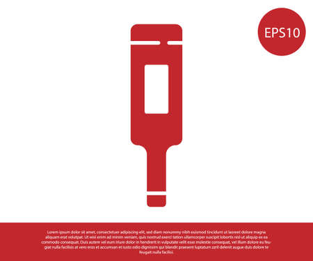 Red Medical thermometer for medical examination icon isolated on white background. Vector.のイラスト素材