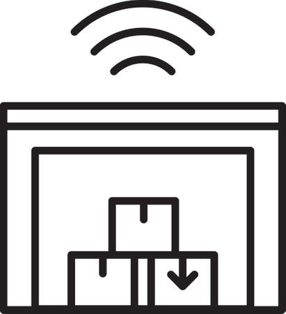Black line Smart warehouse system icon isolated on white background. Vectorのイラスト素材