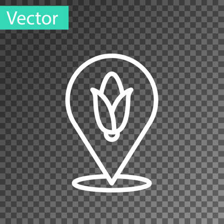 White line Location corn icon isolated on transparent background. Vectorのイラスト素材