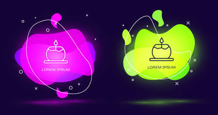 Line Aroma candle icon isolated on black background. Abstract banner with liquid shapes. Vectorのイラスト素材