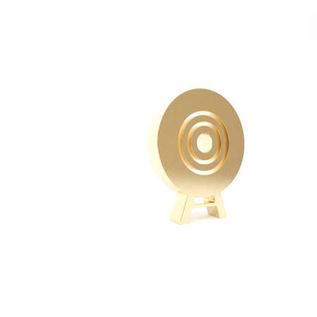 Gold Target sport icon isolated on white background. Clean target with numbers for shooting range or shooting. 3d illustration 3D renderの写真素材
