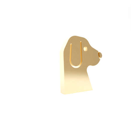 Gold Dog icon isolated on white background. 3d illustration 3D renderの写真素材