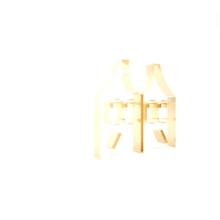 Gold Hunting jacket icon isolated on white background. Hunting vest. 3d illustration 3D renderの写真素材